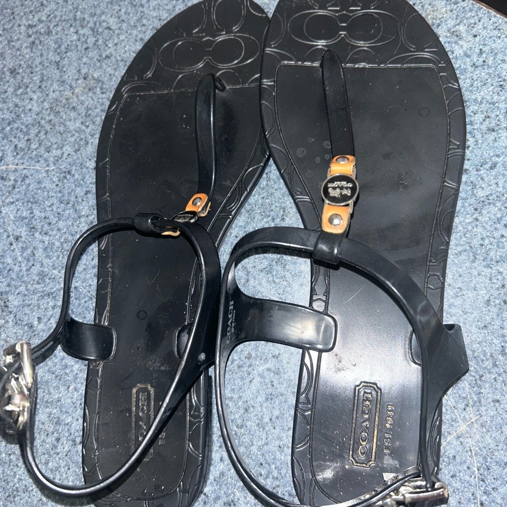 Coach Black and Silver Sandals